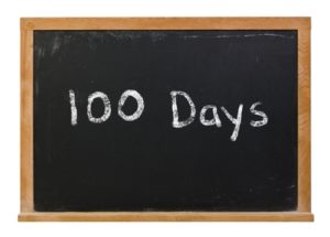 "100 Days" written on a chalk board