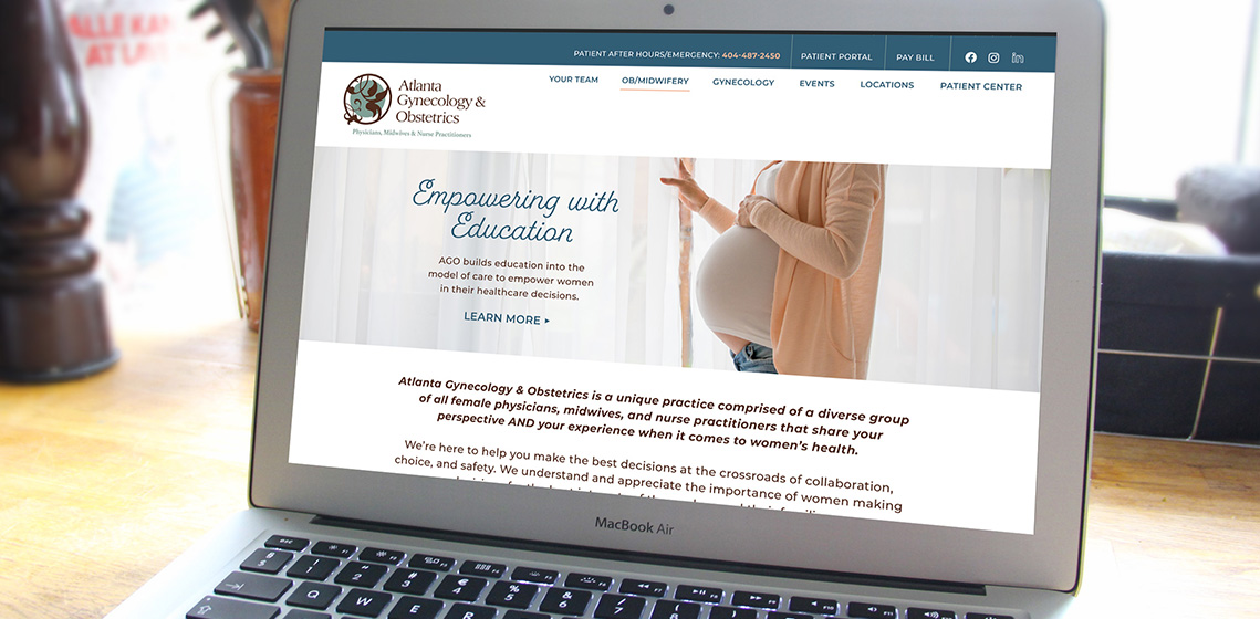 Laptop viewing Atlanta Gynecology & Obstetrics website
