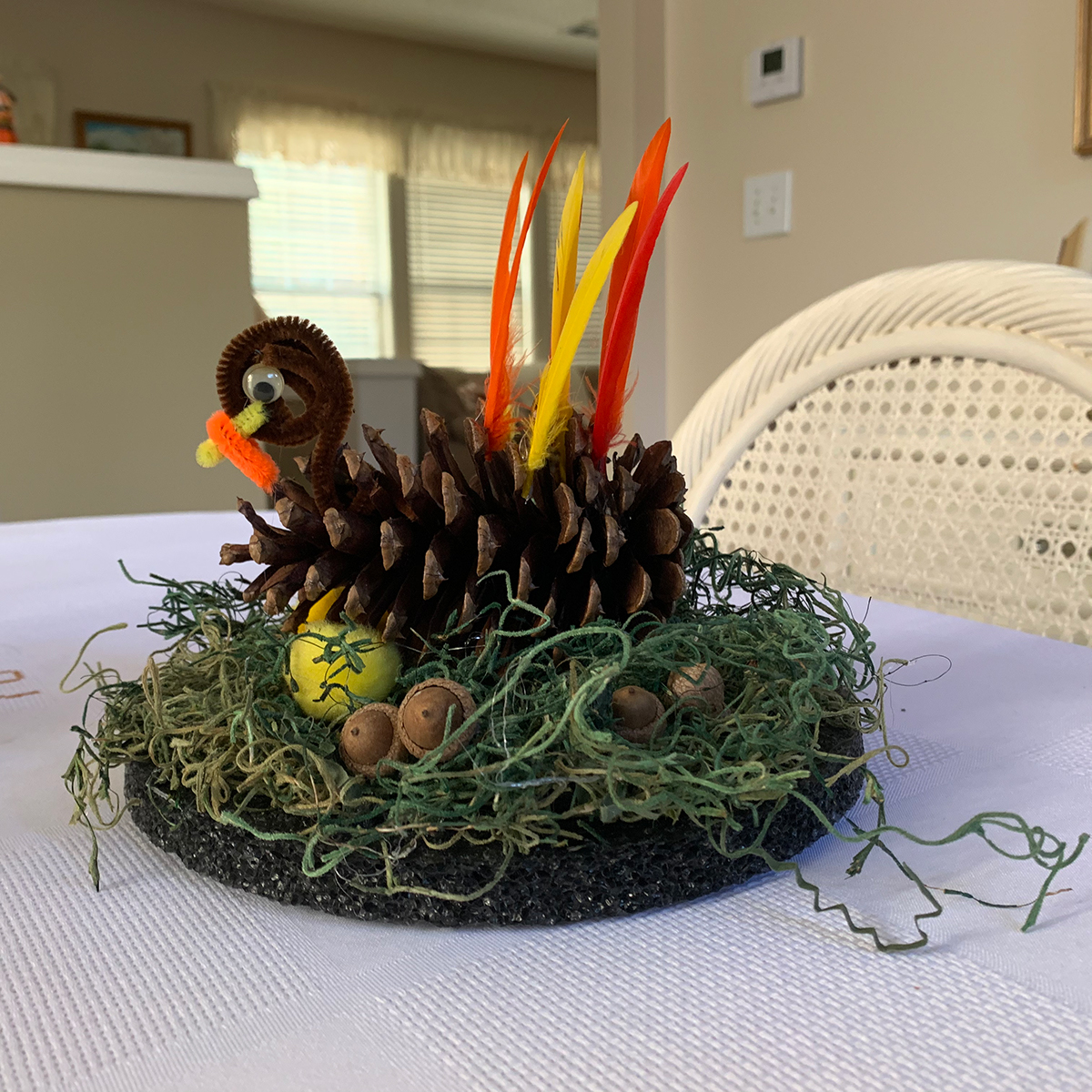 Turkey made out of a pinecone