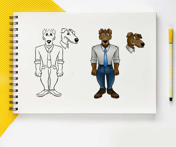 Dog in a suit sketch