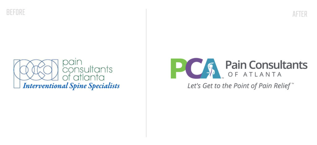 PCA Pain Consultants of Atlanta old logo vs new logo