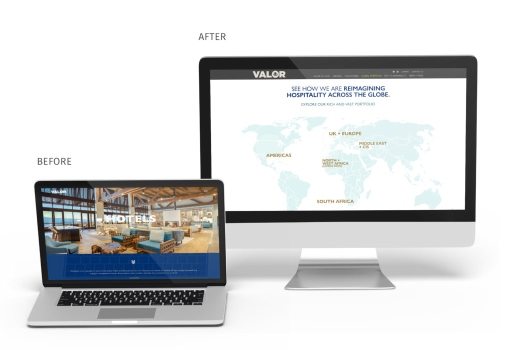 Valor Website Before and After