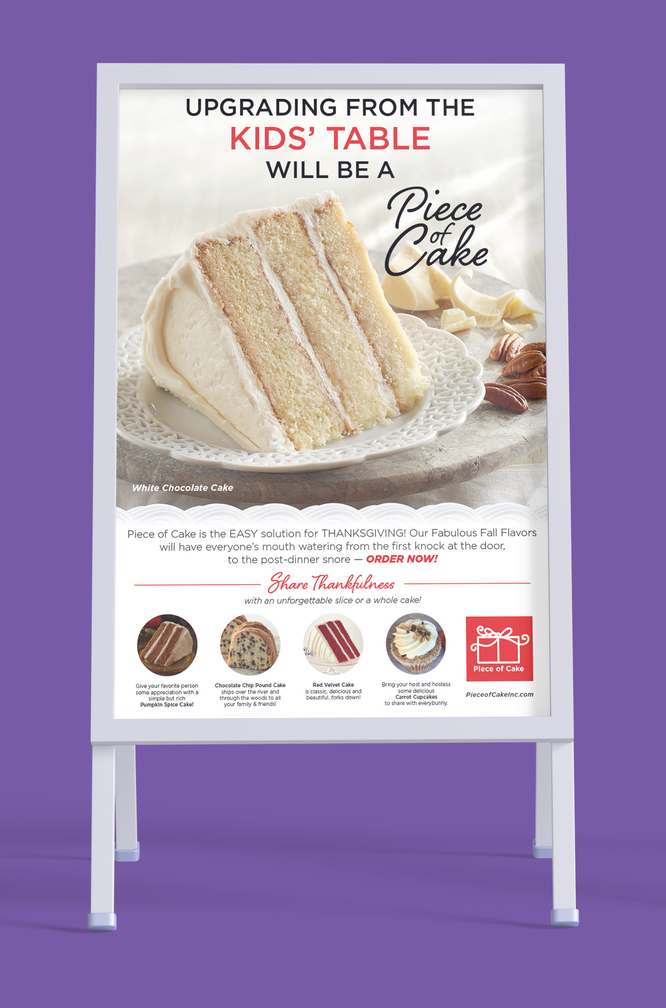 Poster Stand Mockup Piece of Cake teaser purple